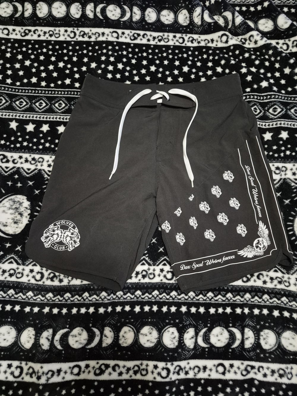 Darc Sport Black Men's Athletic Shorts with White Graphics